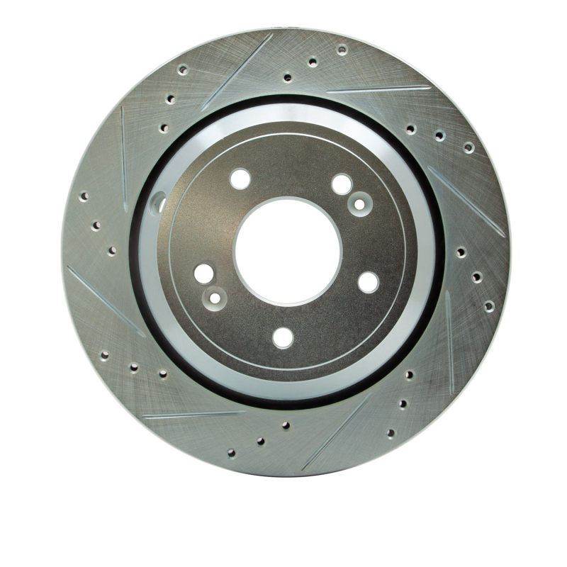 Hyundai Equus Brake Rotor (1) - Rear Left - R1 Concepts - Drilled & Slotted - Silver - `11-`17